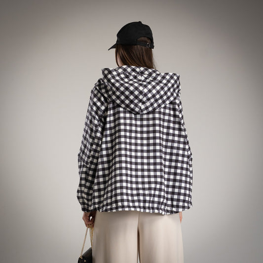 Giacca impermeabile in stampa vichy