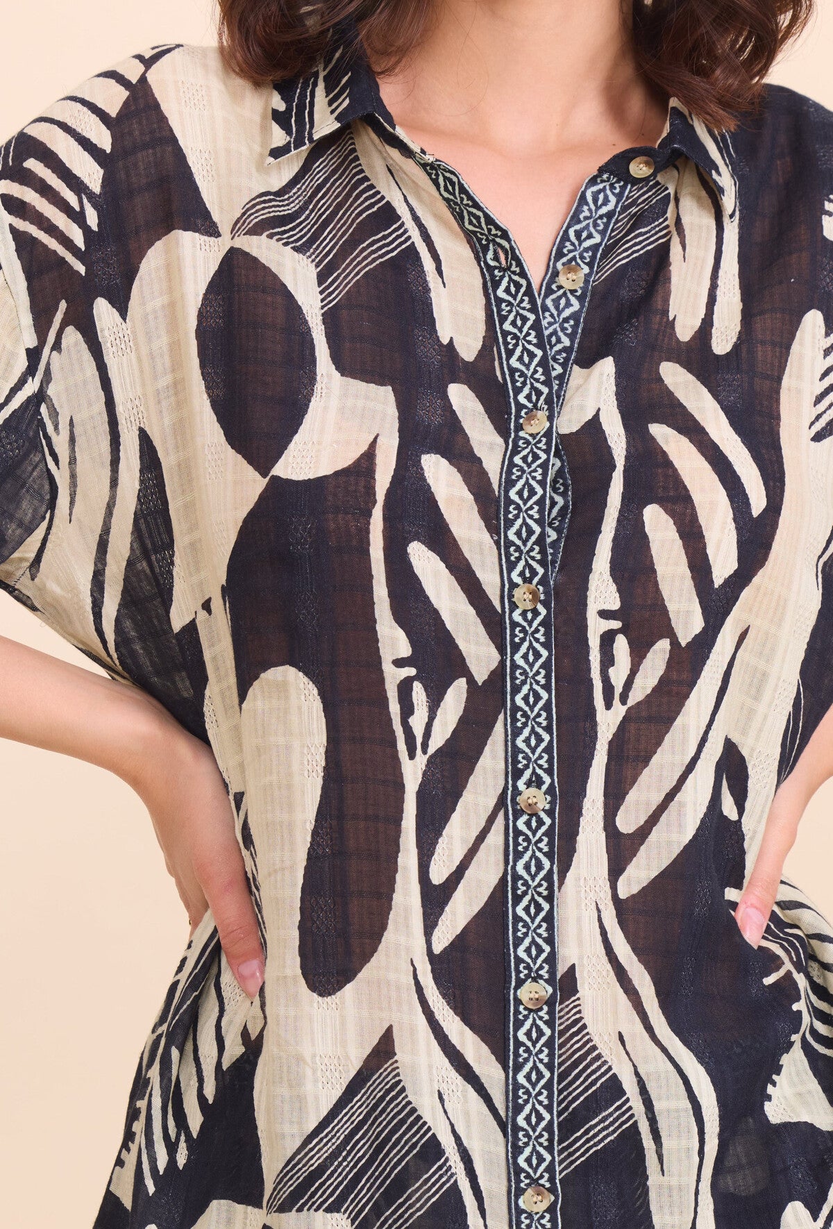Camicia lunga in cotone stampato