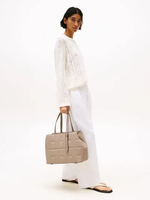 Borsa tote trapuntata beige