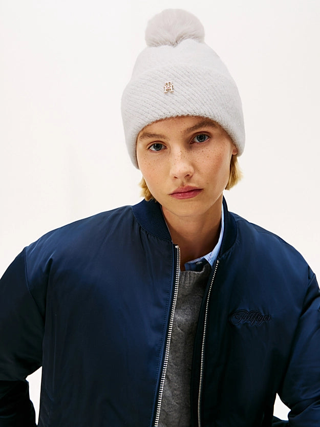Cappellino Chic in maglia e lurex con pompon