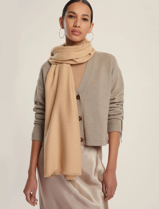 Sciarpa a Stola con filo di lurex - CAMMELLO