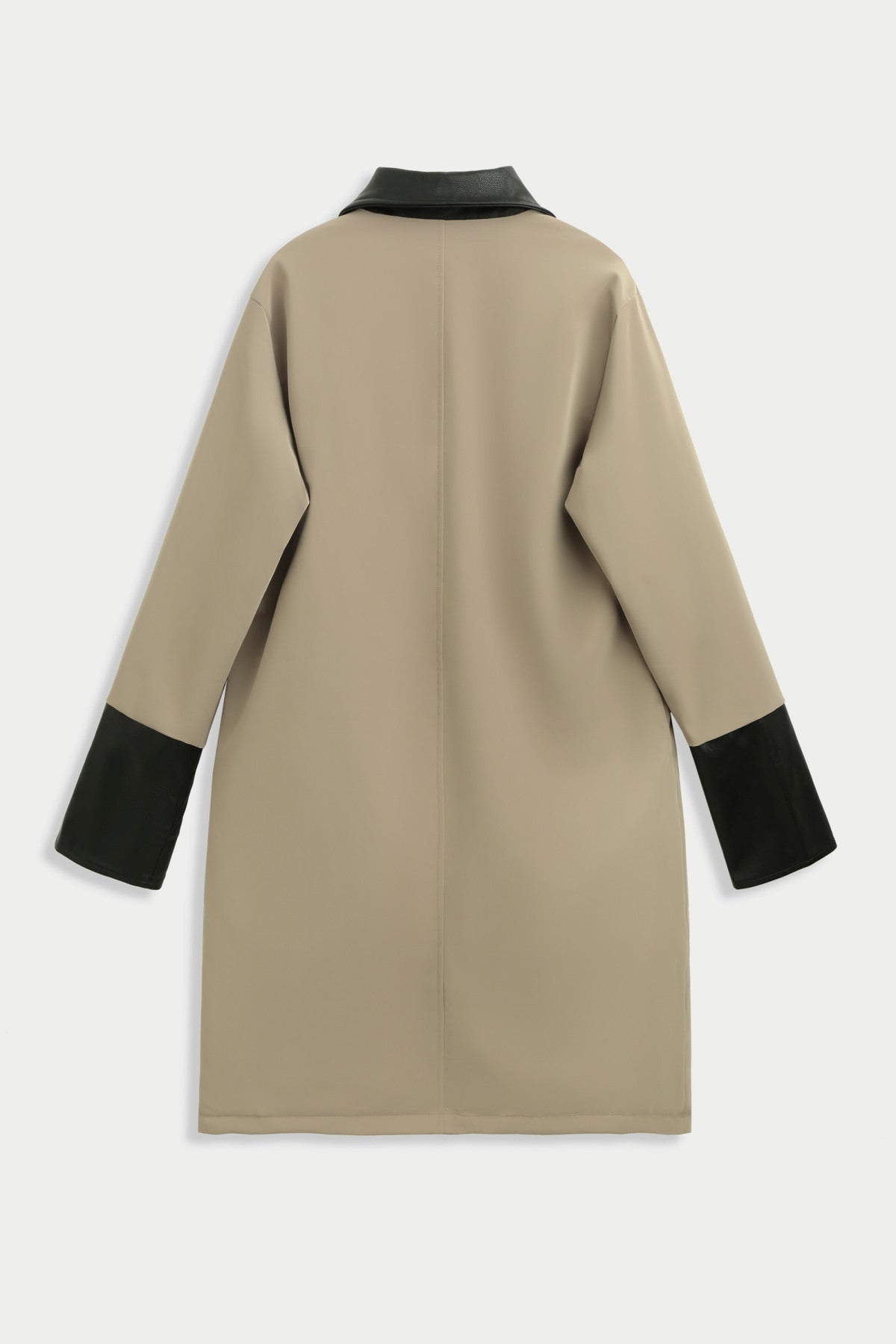 Cappottino Impermeabile Imbottito con Profili in Similpelle - Taupe, Nero