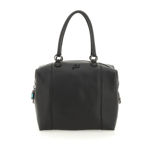 Borsa Shopper Trasformabile Large in Pelle di Vitello Martellato - Nera