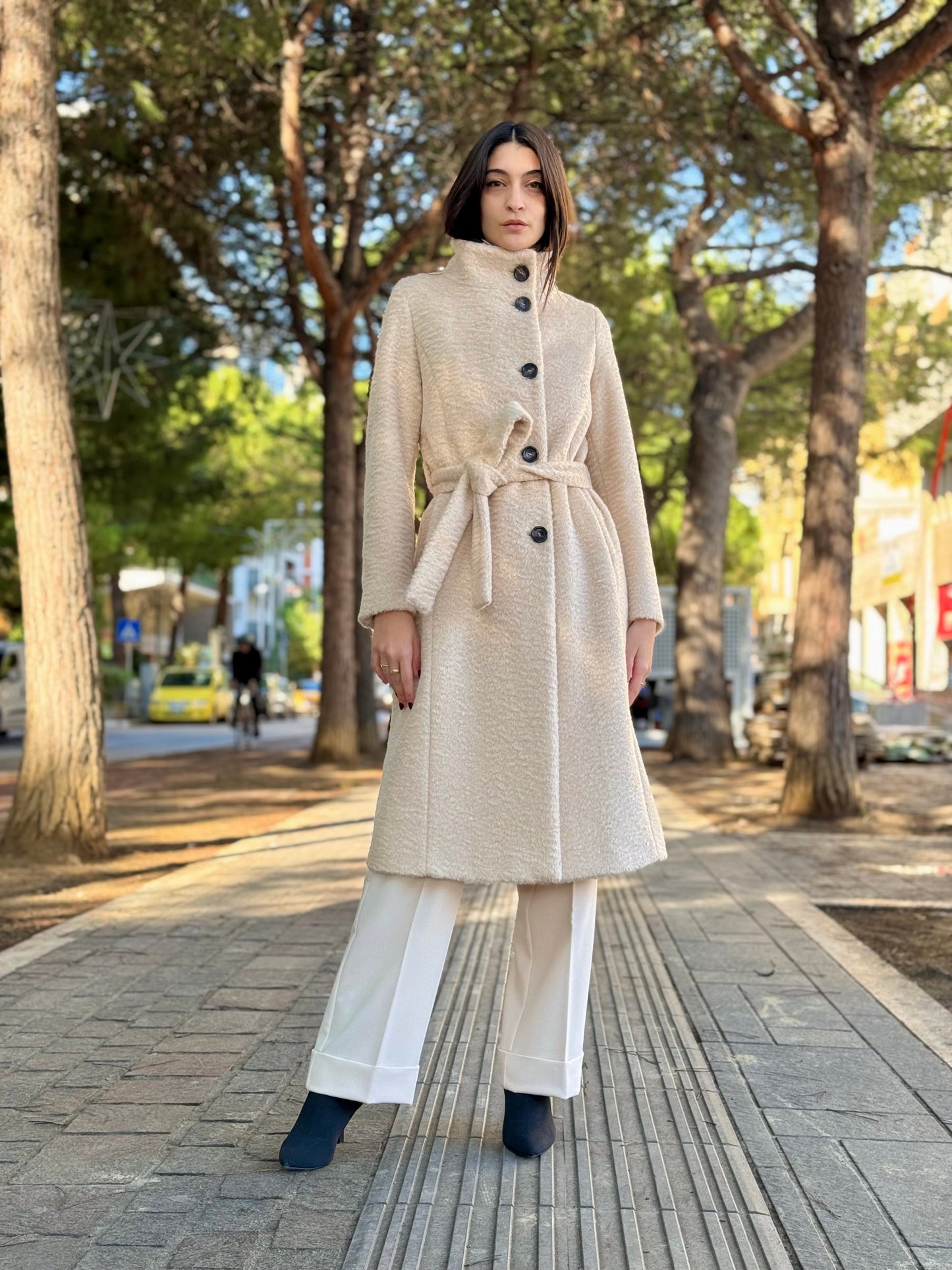 Cappotto in tessuto effetto astrakan