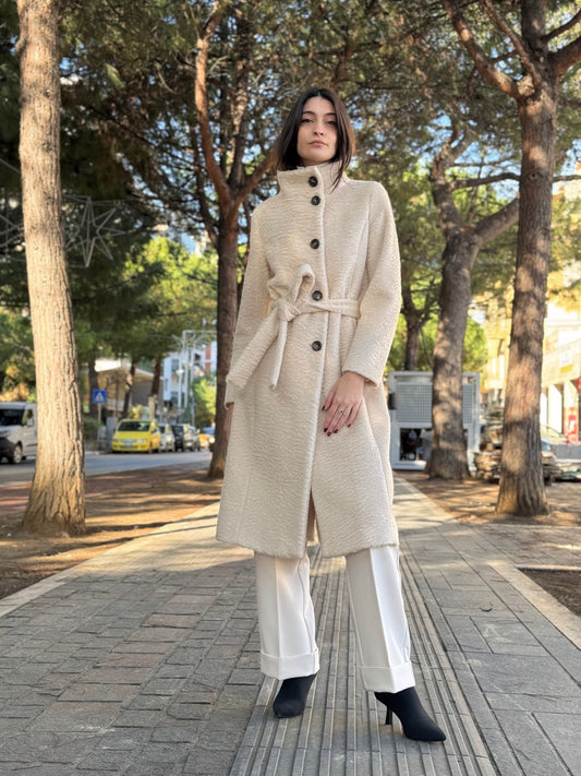 Cappotto in tessuto effetto astrakan