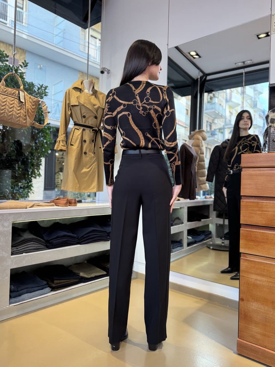 High-Waisted Straight-Leg Trousers