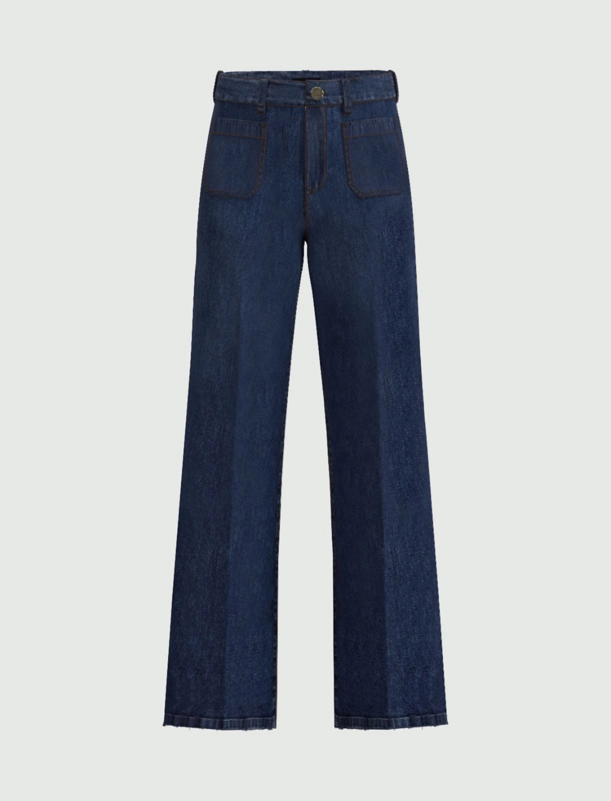 Jeans gamba dritta con tasche applicate - BLU MEDIO