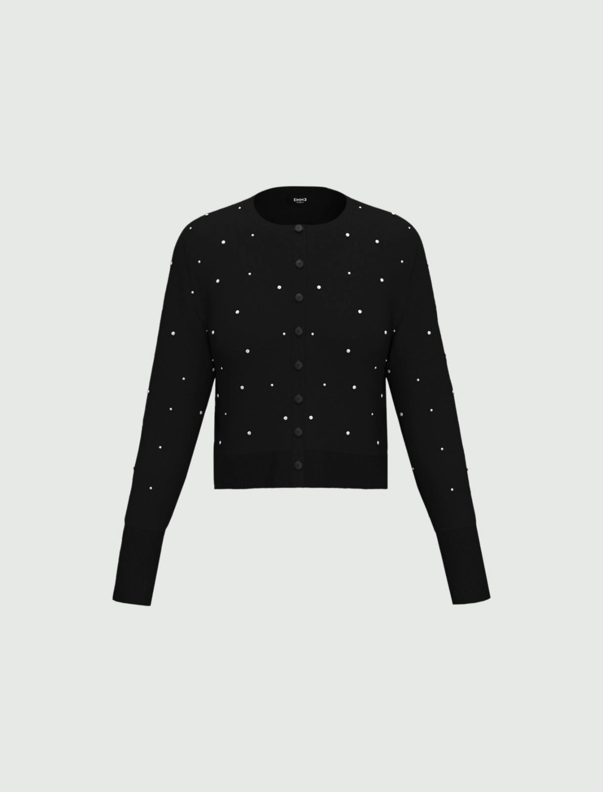 Maglia corta a cardigan in viscosa stretch - NERO o BLU