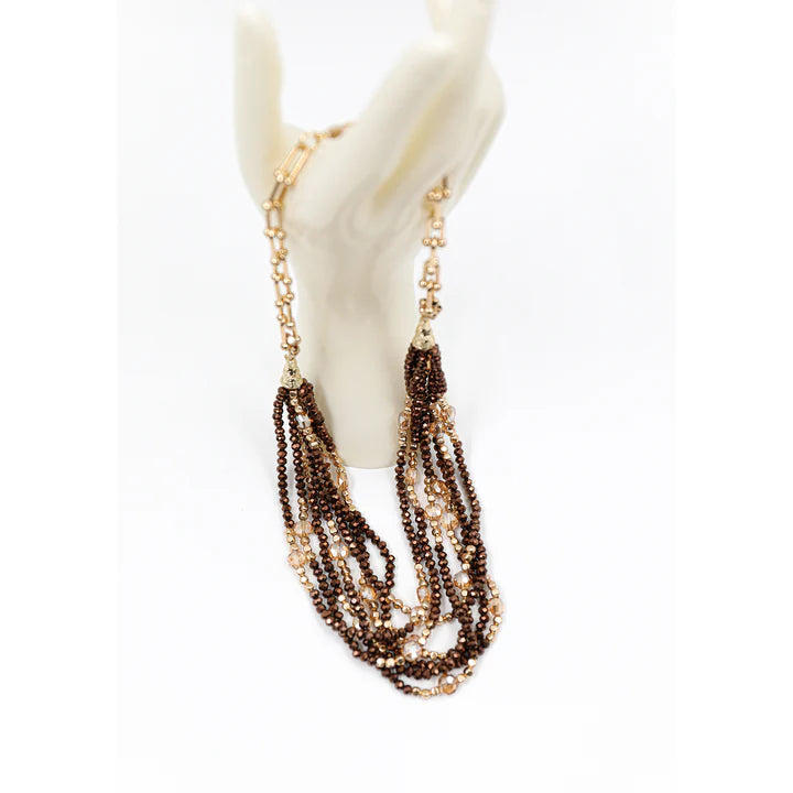 Multi-strand necklace - Blue, Burgundy or Bronze