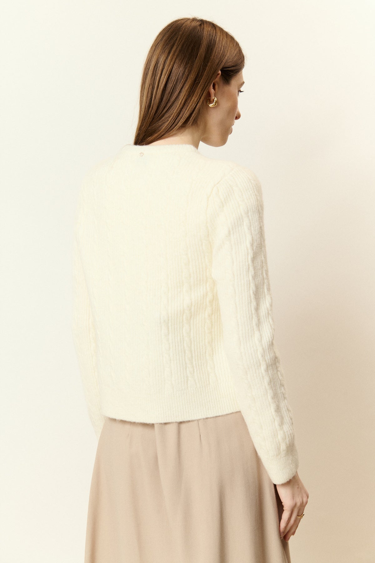 Cardigan in Maglia Intrecciata in Misto lana