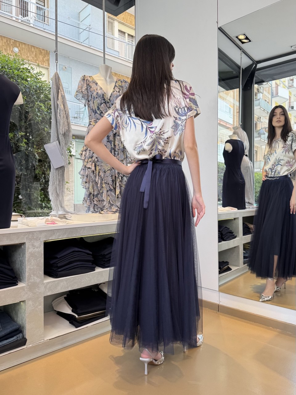 Blusa bianca in twill stampato