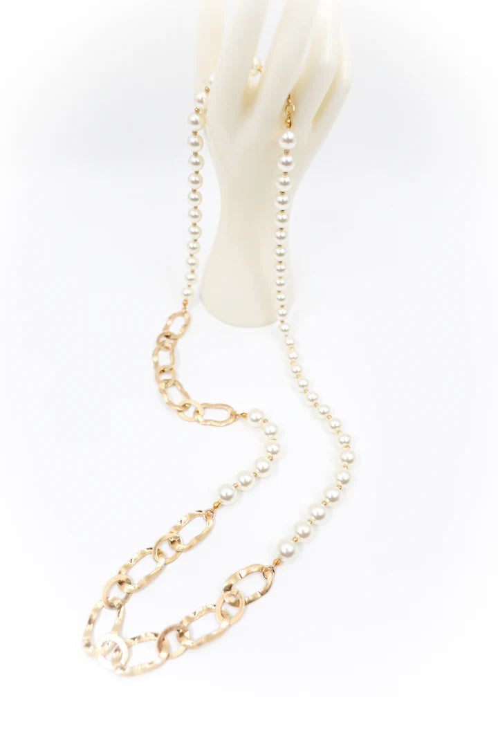 Bronze and glass pearl necklace