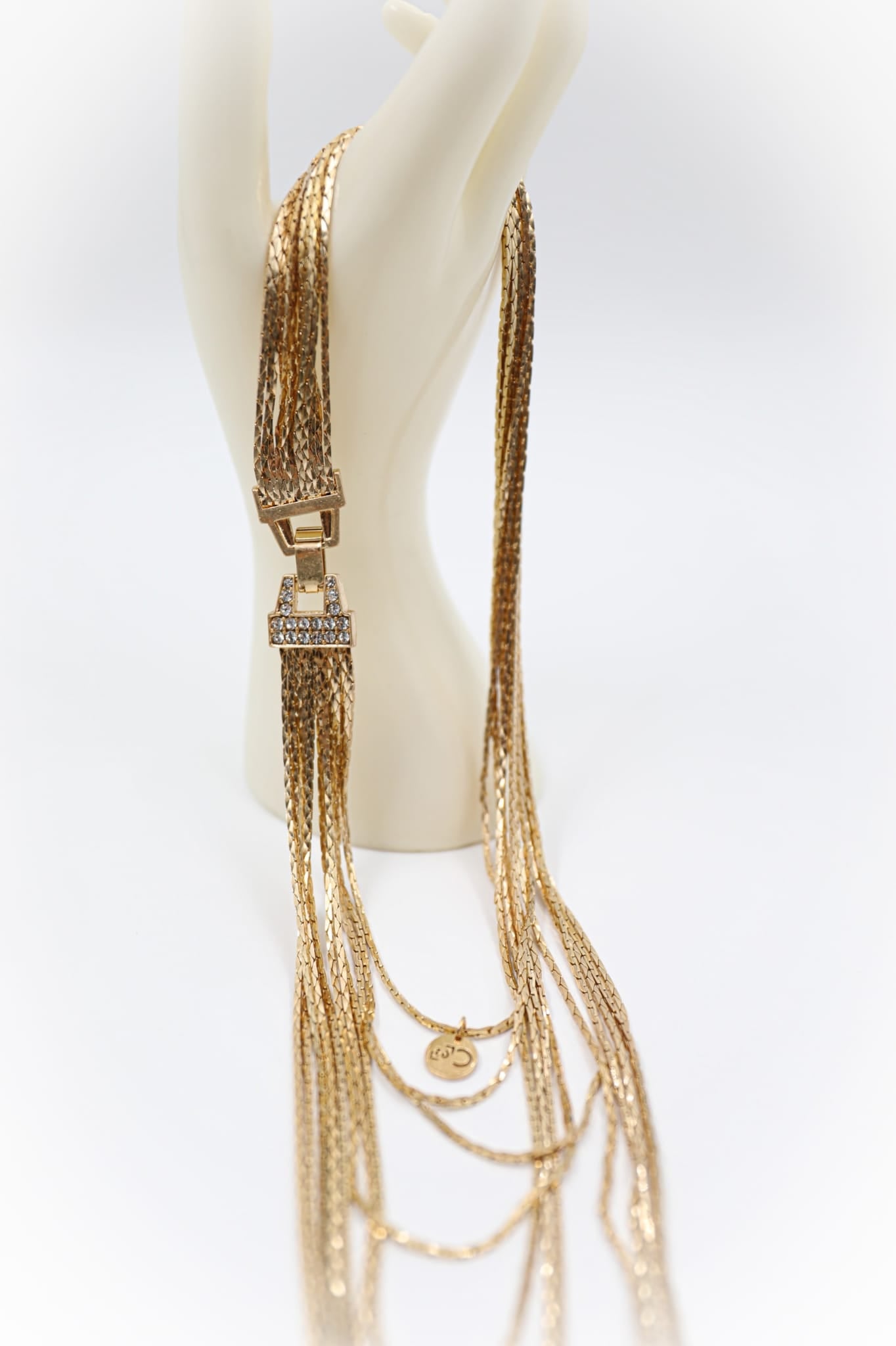 Collana a Catena Multi-Filo con Strass. DORATA o ARGENTATA