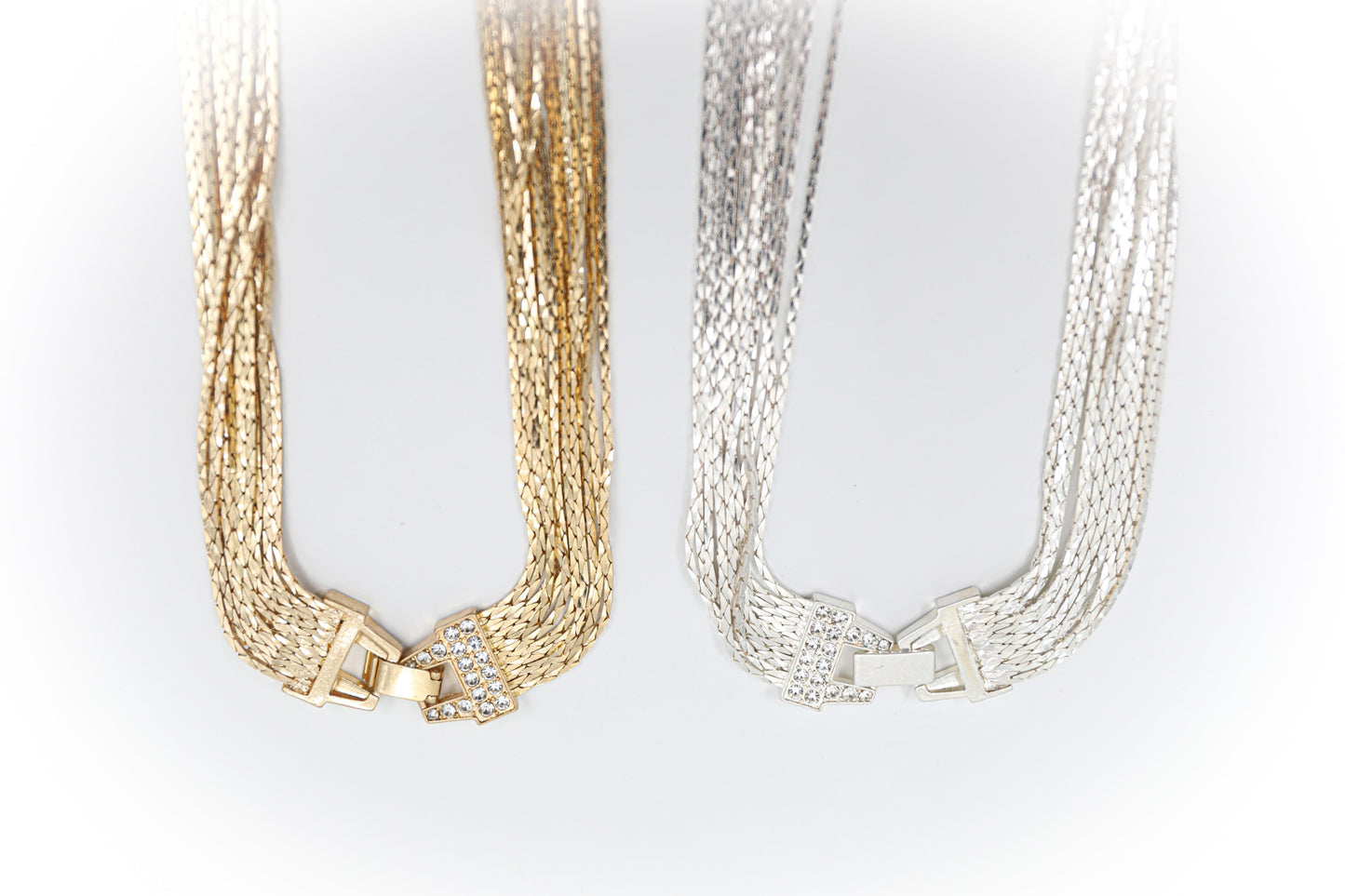 Collana a Catena Multi-Filo con Strass. DORATA o ARGENTATA