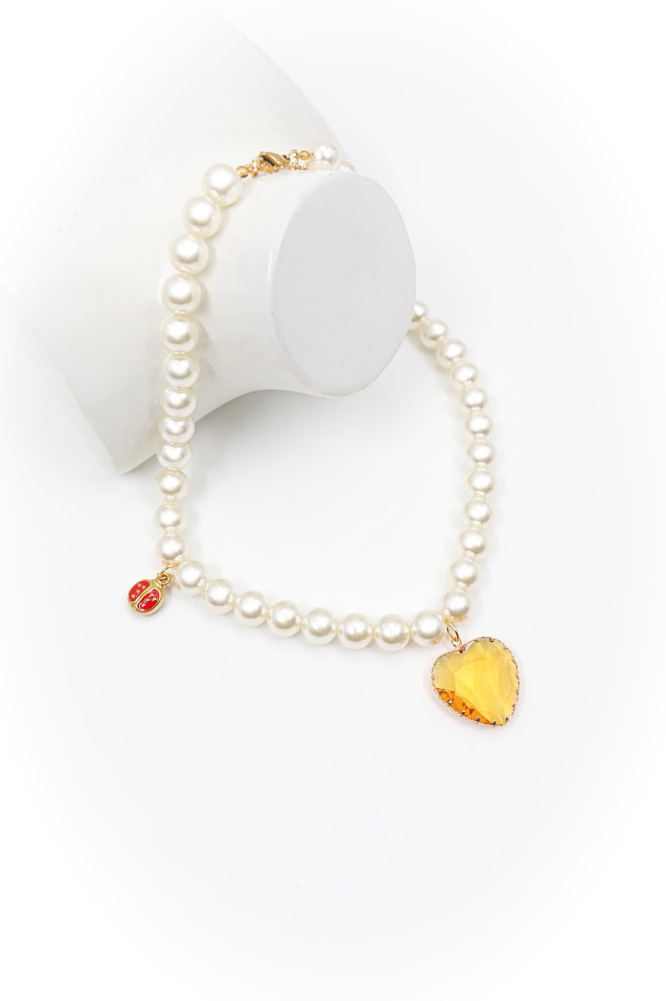 Collana Perle e Cuore di Cristallo