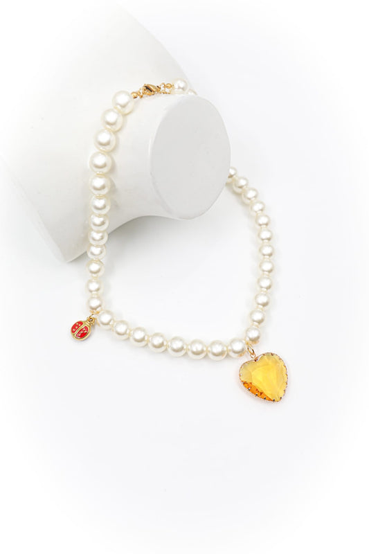 Collana Perle e Cuore di Cristallo