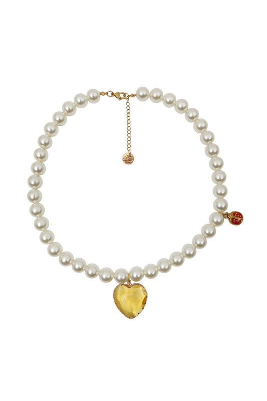 Collana Perle e Cuore di Cristallo