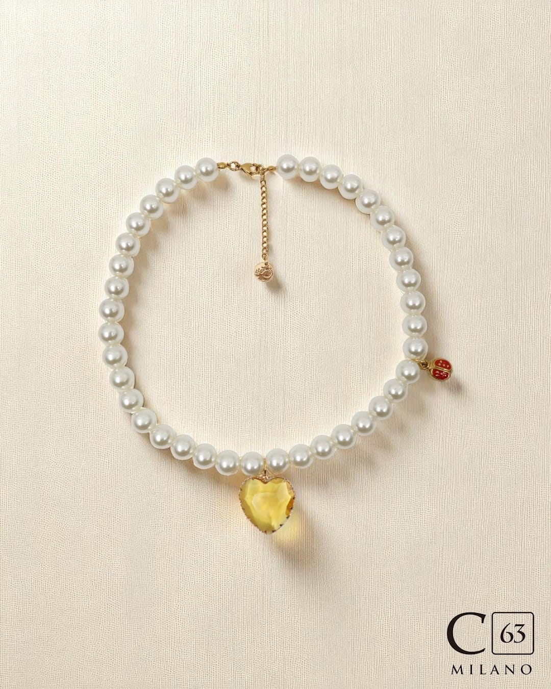Collana Perle e Cuore di Cristallo