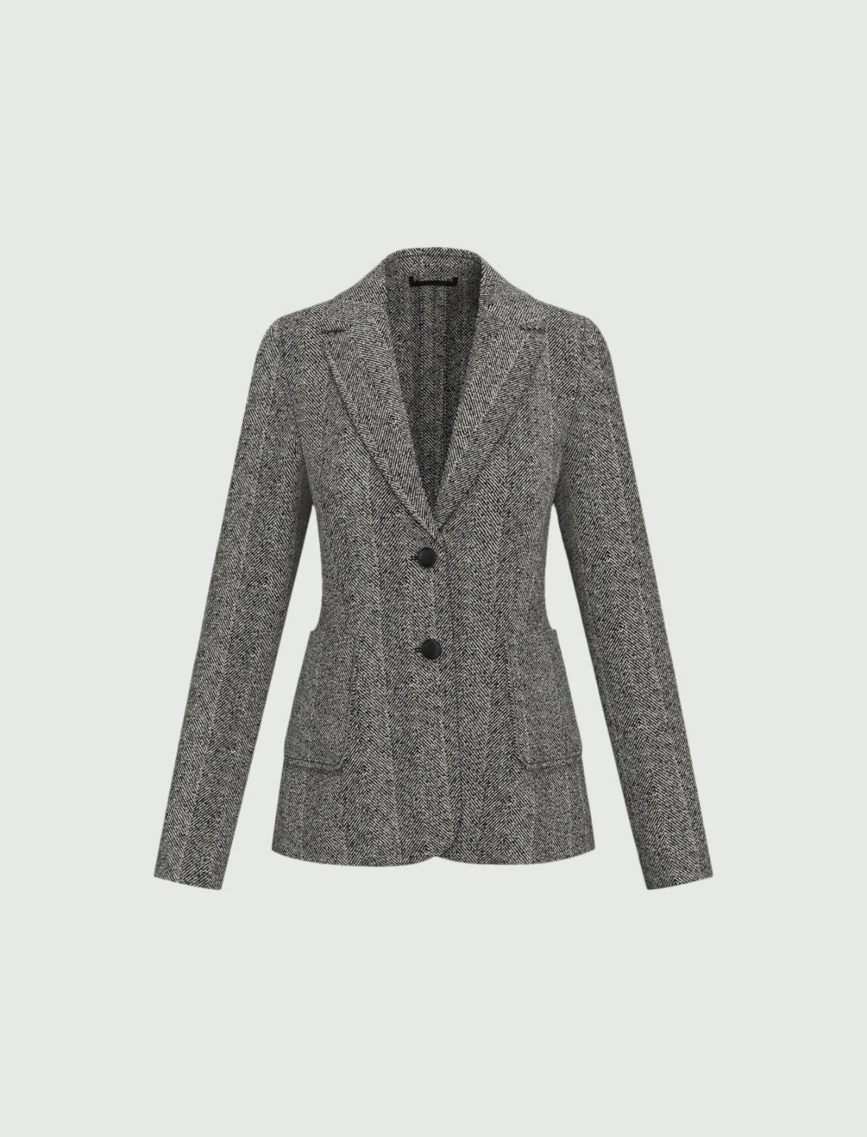 Giacca Blazer in Tweed Nero e Bianco