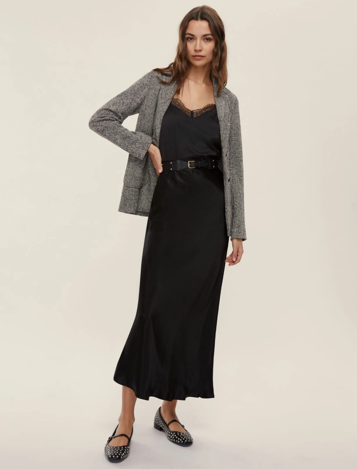 Giacca Blazer in Tweed Nero e Bianco
