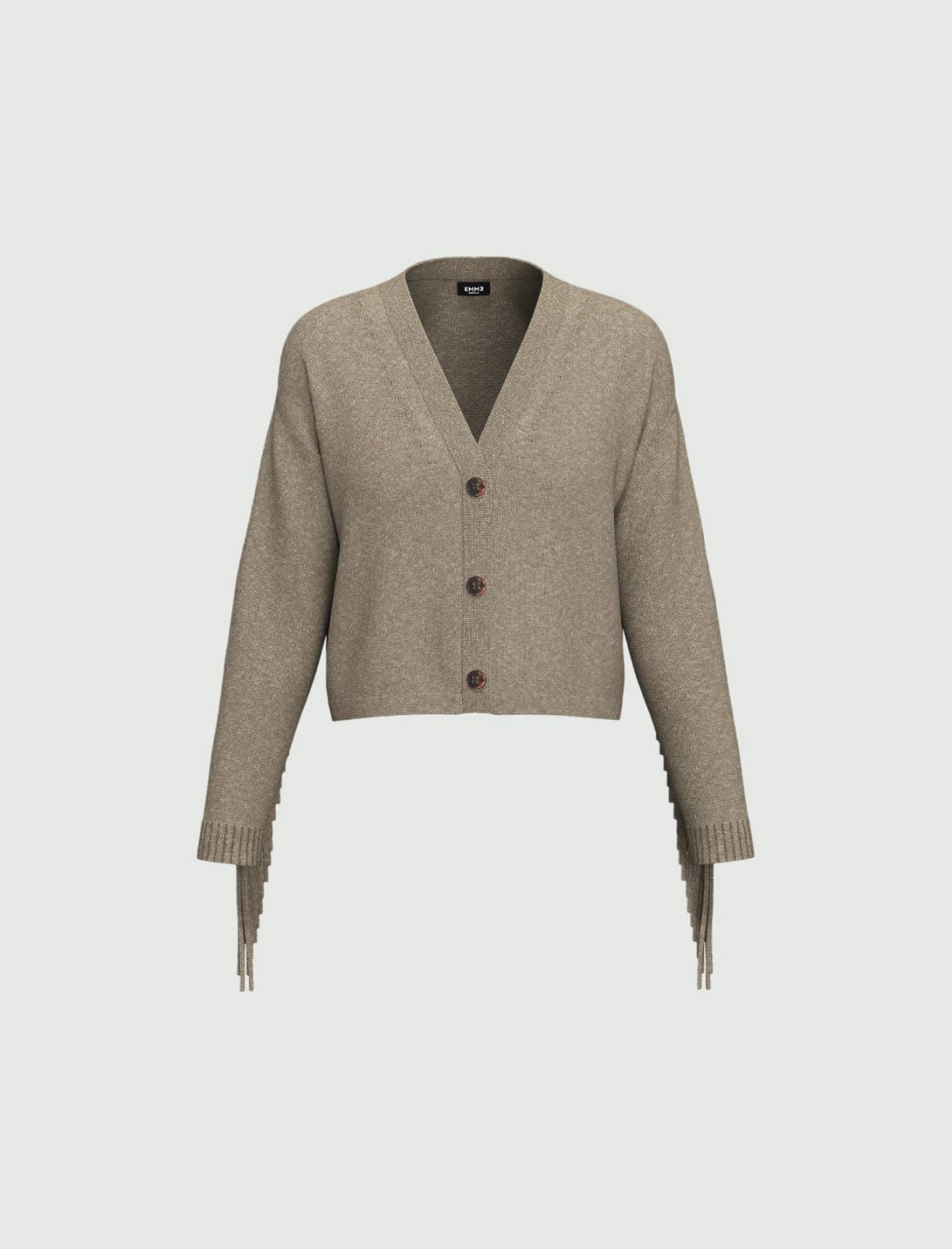 Maglia a Cardigan corta tortora o nera con frange
