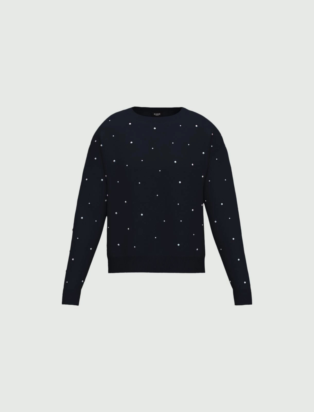 Maglia a girocollo con cristalli - Nera, grigia o ciclamino