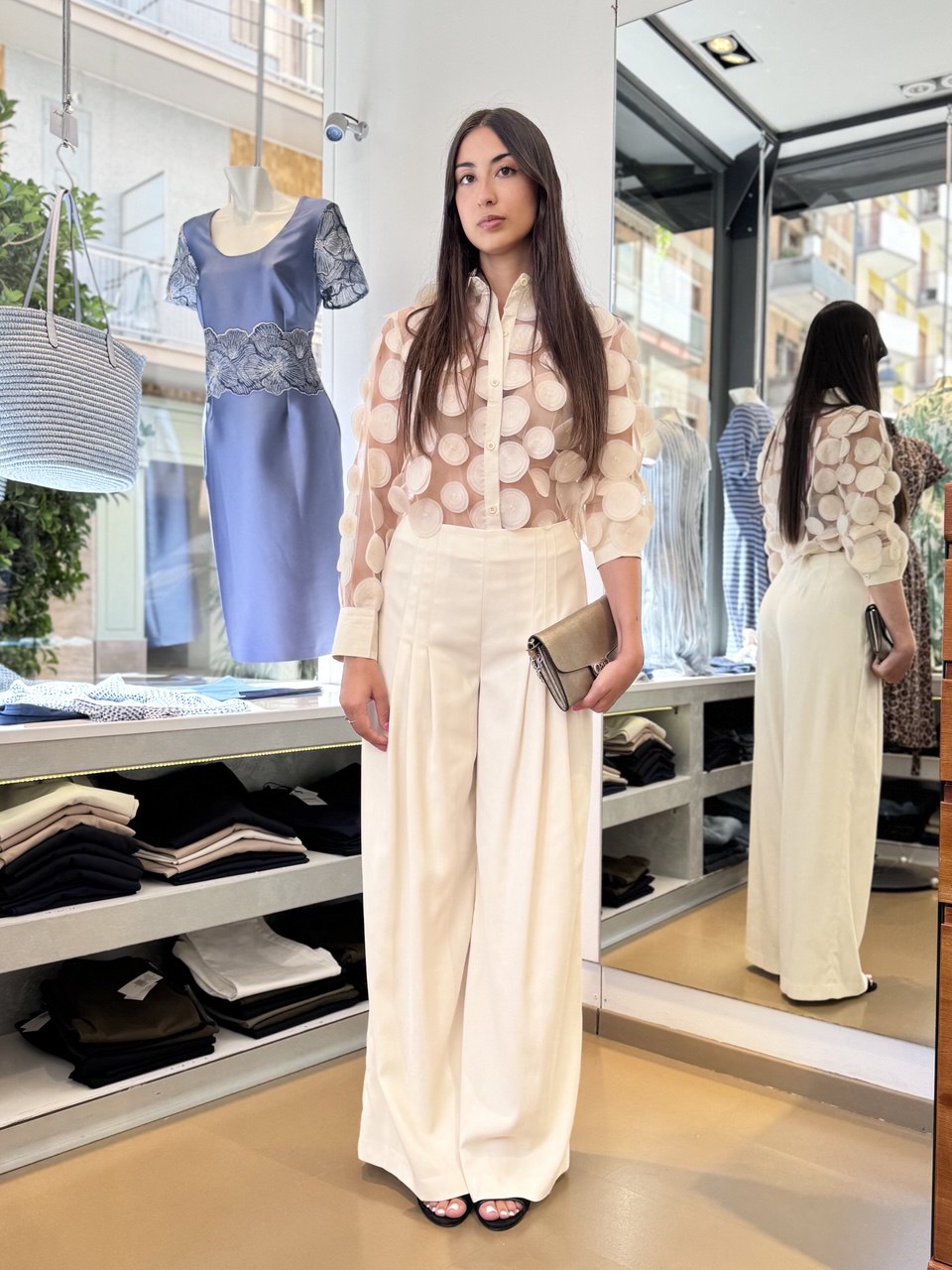 Camicia in Tulle Effetto 3D