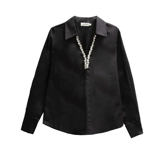 Camicia Oversize con Dettaglio Gioiello - Bianca o Nera