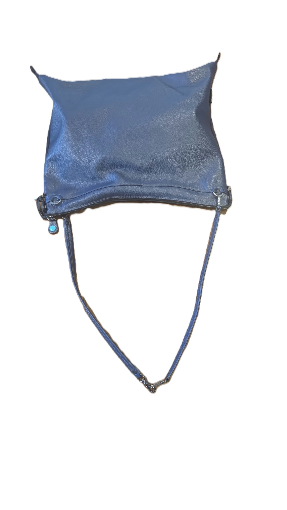Borsa Grande in Pelle e Camoscio - Grigio, Beige, Blu