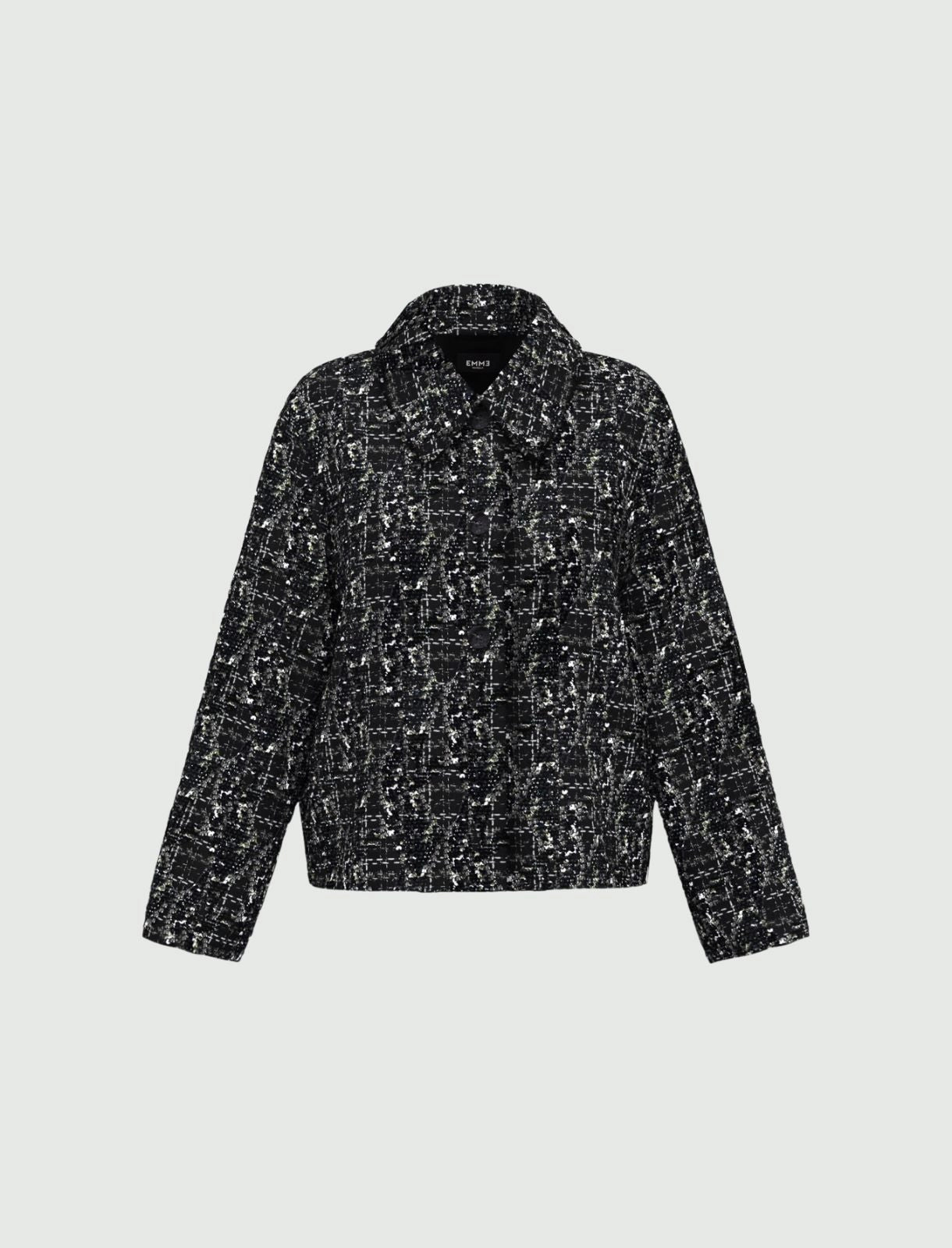 Giacca corta in paillettes con colletto