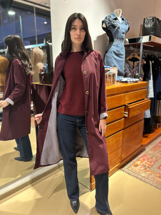Trench Coat Stile Vintage Bordeaux