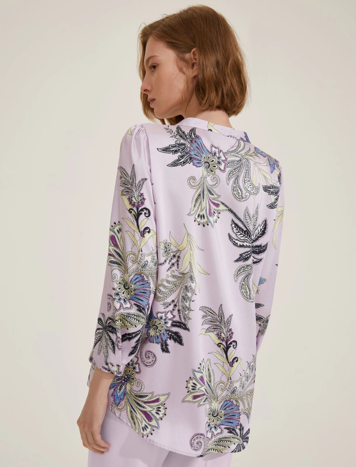 Camicia lilla in twill stampato
