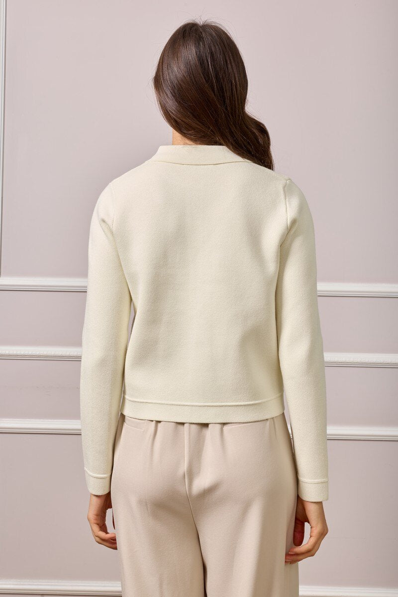Cardigan in Maglia di Viscosa - Panna