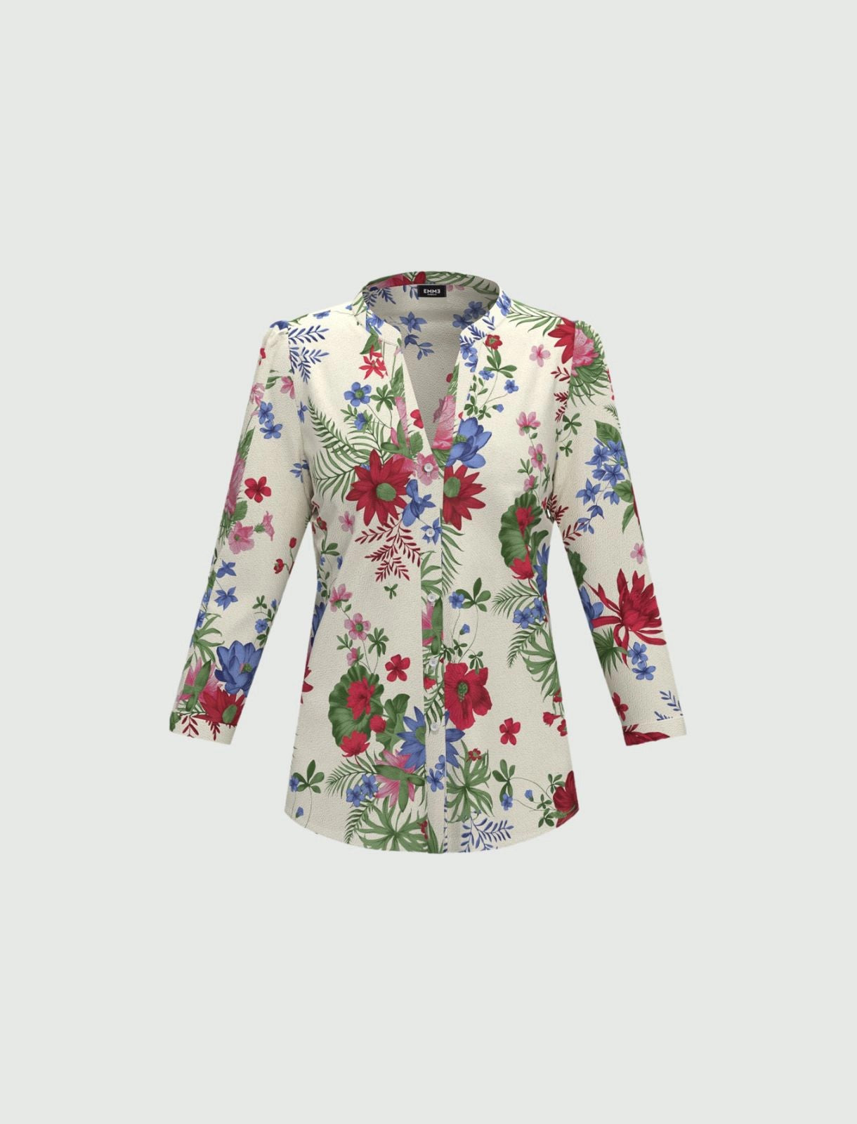 Camicia avorio in mussola stampata