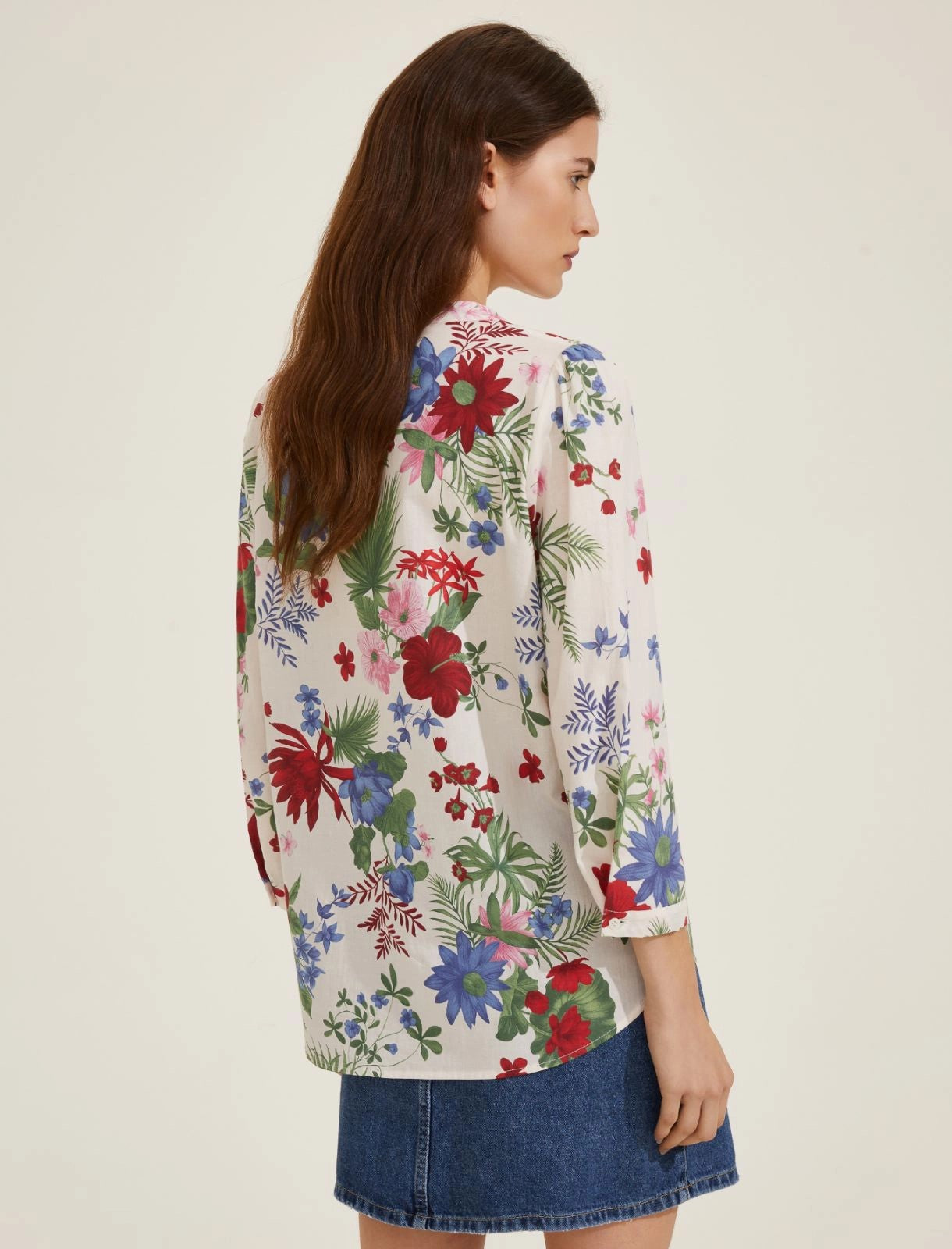 Camicia avorio in mussola stampata