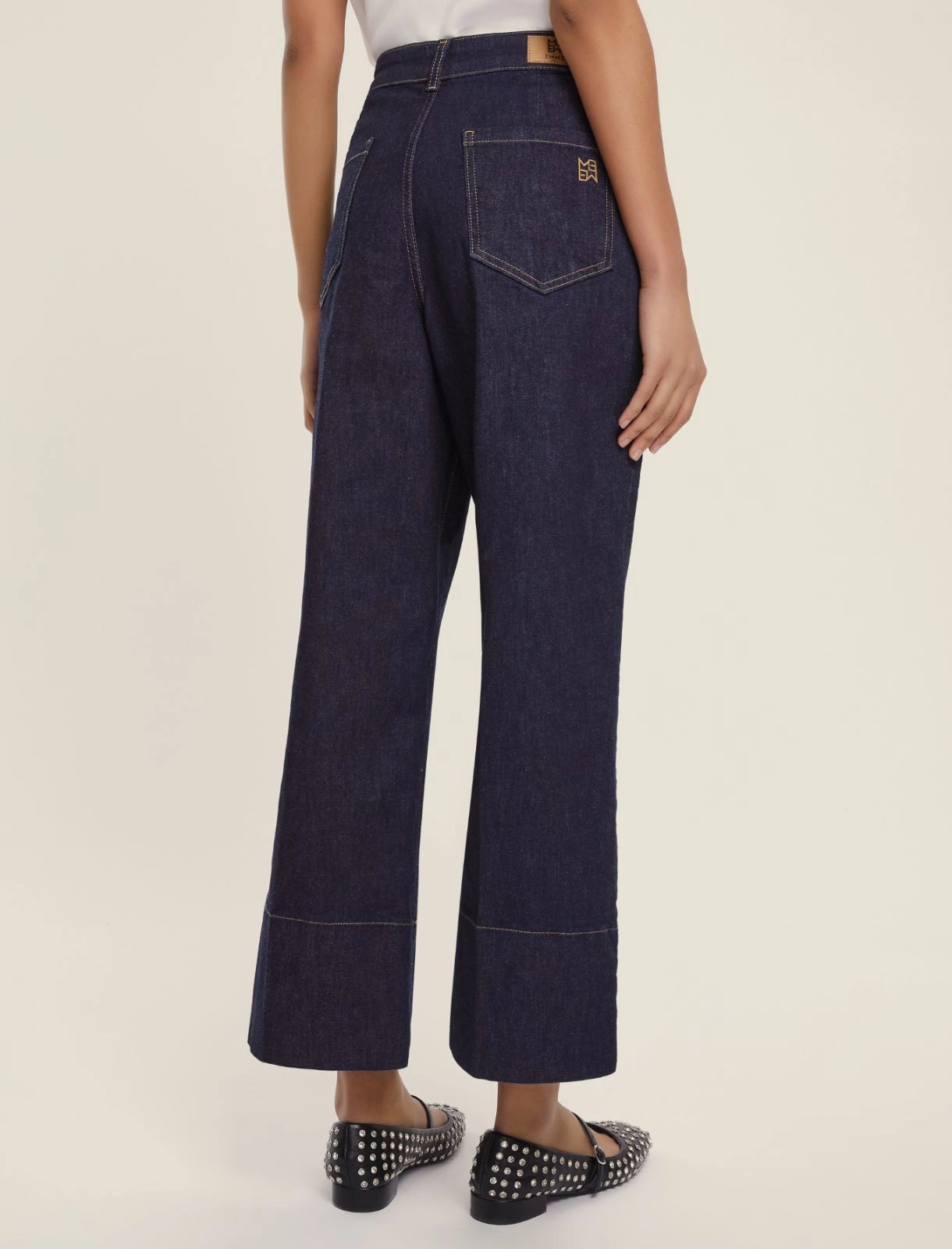 Jeans alla caviglia gamba larga stretch - BLU NOTTE o NERO