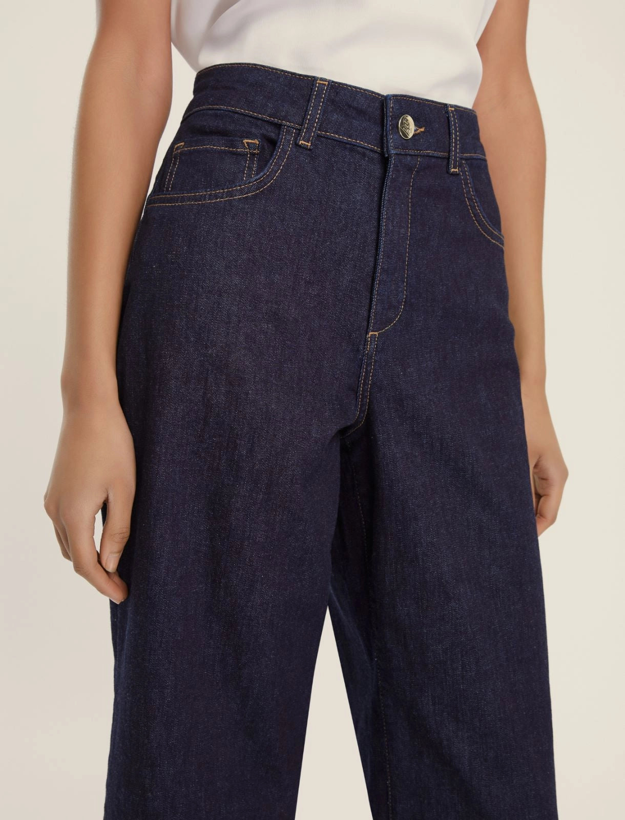 Jeans alla caviglia gamba larga stretch - BLU NOTTE o NERO