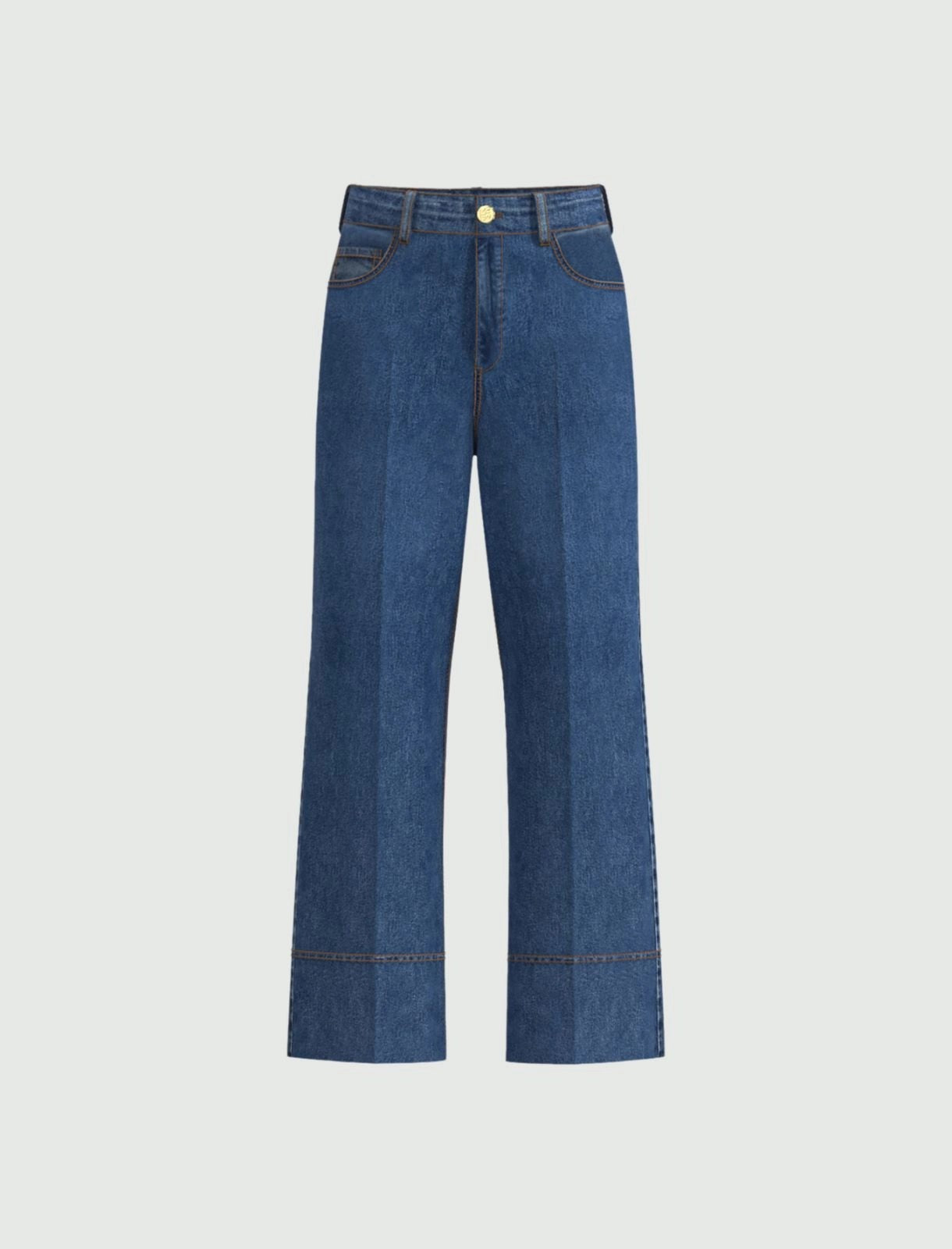 Jeans a trombetta con orlo impunturato