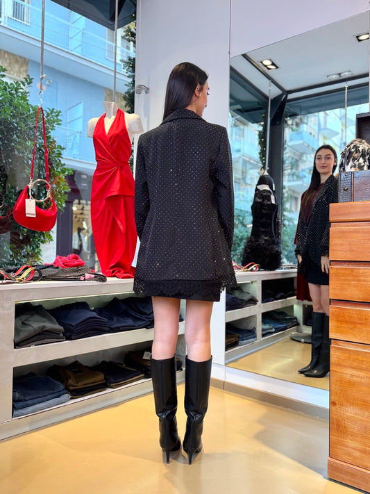 Giacca a Blazer Oversize con studs e balza in pizzo