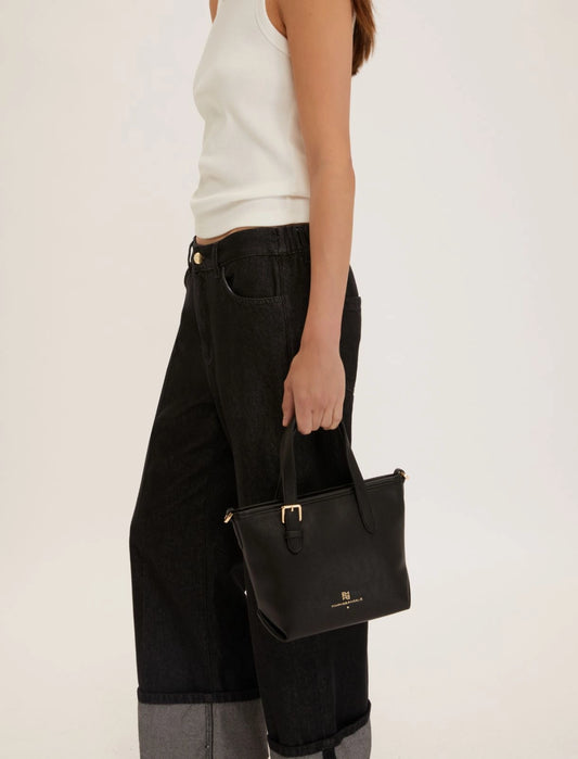 Borsetta a due manici con tracolla. Beige, verde militare o nera