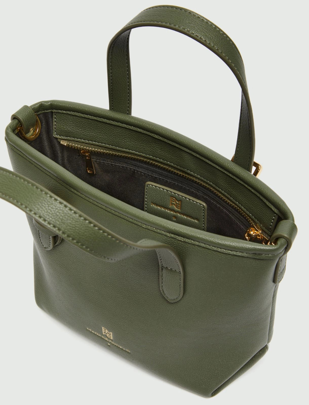 Borsetta a due manici con tracolla. Beige, verde militare o nera