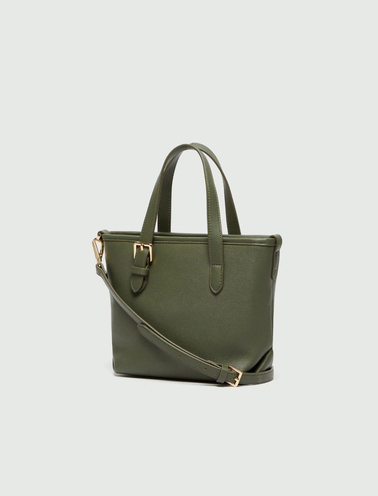 Borsetta a due manici con tracolla. Beige, verde militare o nera