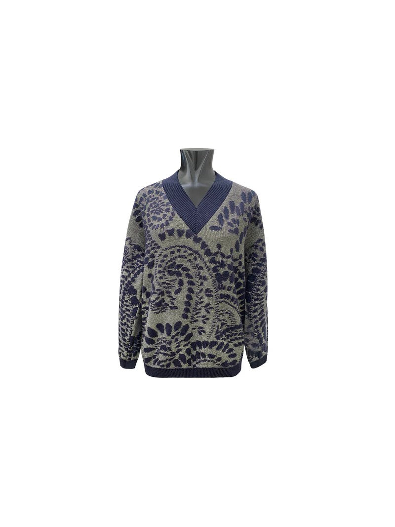 Maglia jacquard blu e oro
