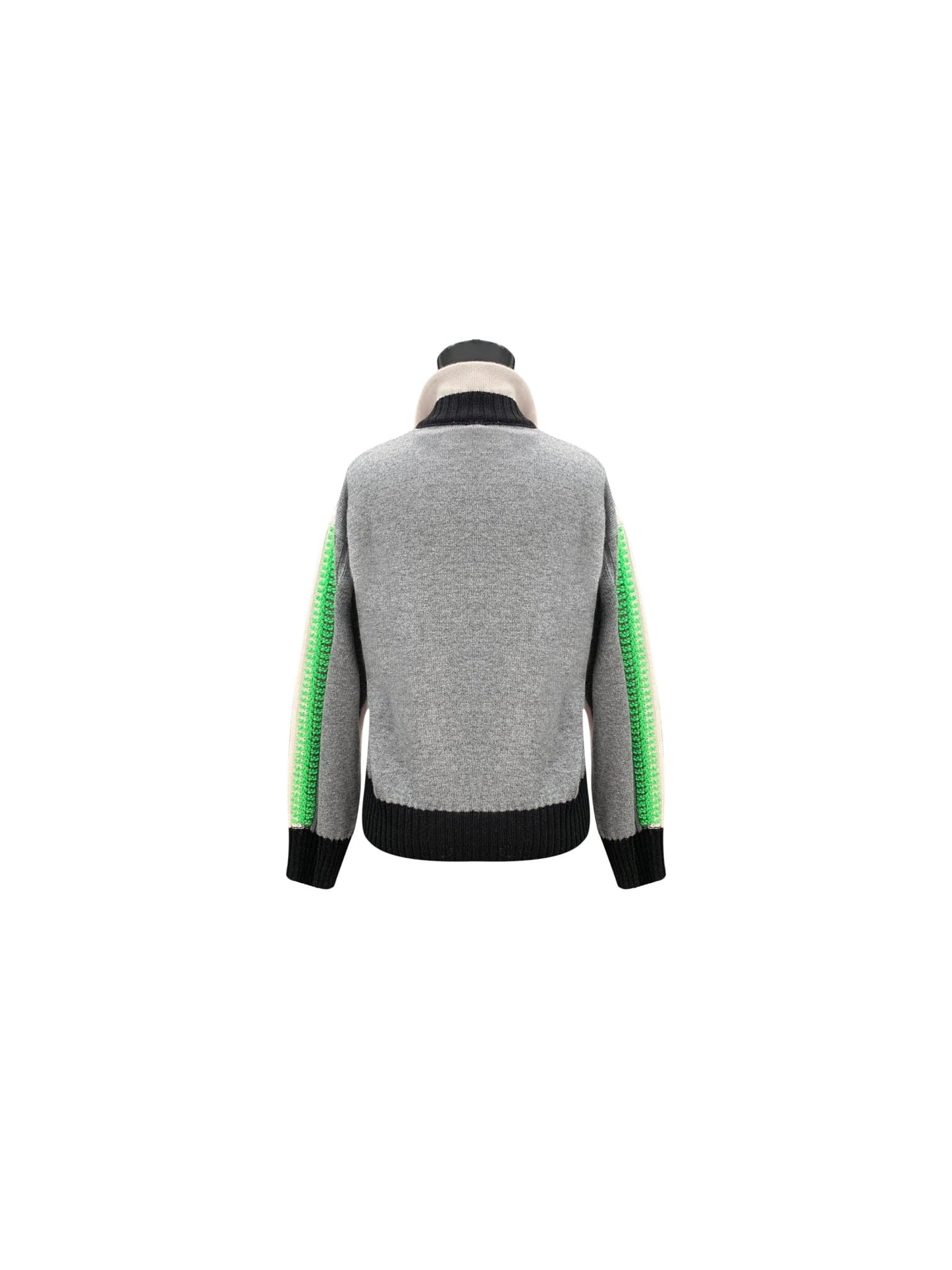 Blouson in maglia bianco, grigio, nero e verde