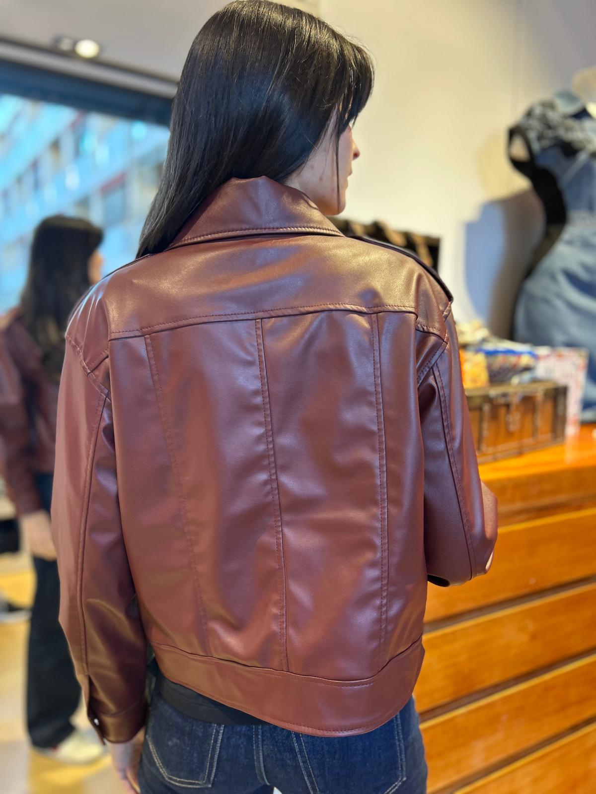 Giacca Biker Oversize in Pelle Vegana - Nera o Bordeaux