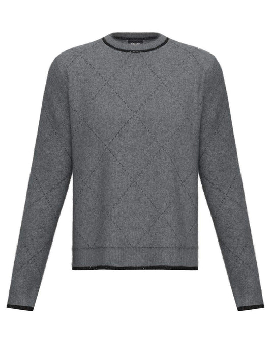 Maglia a girocollo con motivo a traforo - Grigio o cammello chiaro