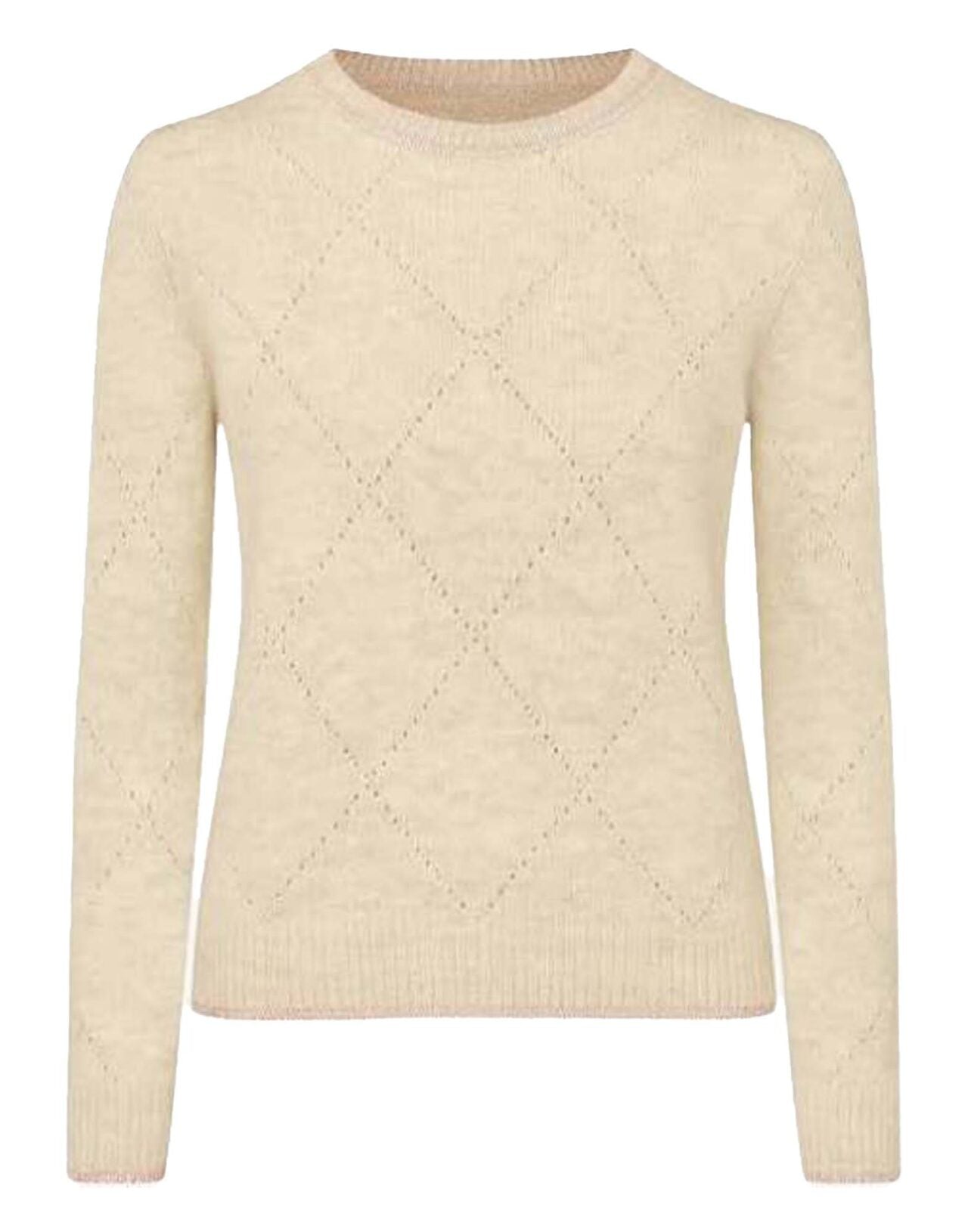 Maglia a girocollo con motivo a traforo - Grigio o cammello chiaro