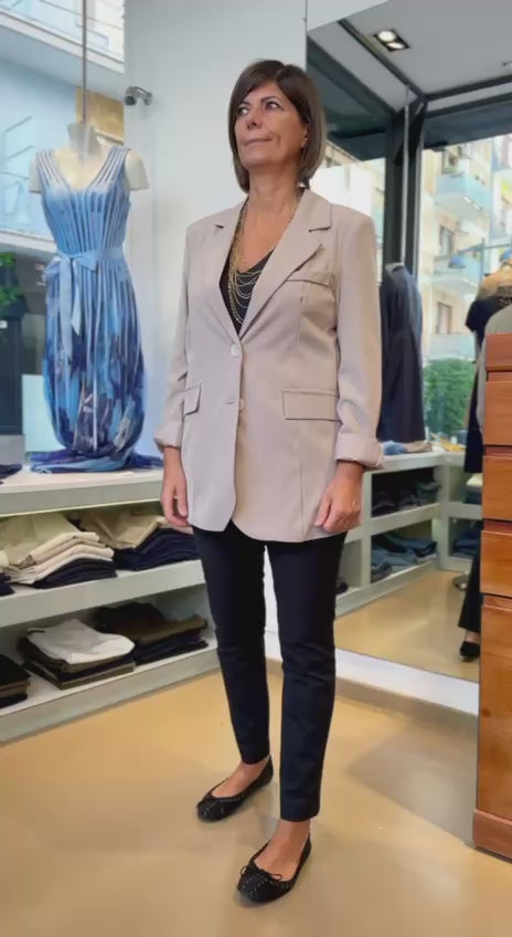 Giacca a blazer elegante con inserto in pizzo
