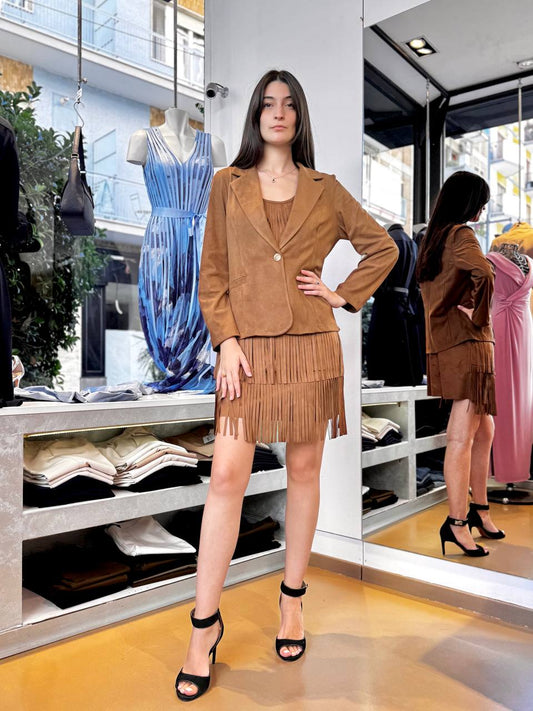 🧥 Blazer in Finto Camoscio Effetto Western Chic