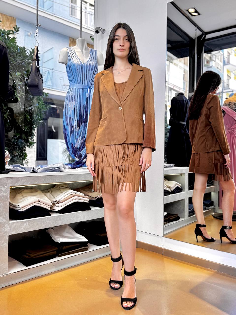 🧥 Blazer in Finto Camoscio Effetto Western Chic